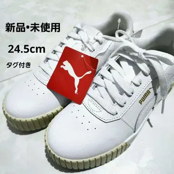 새상품 미사용 PUMA 화이트 스니커즈 통굽 여성용 24.5cm