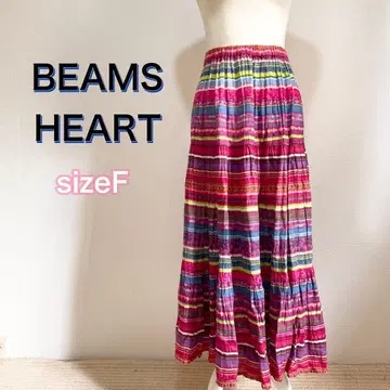 BEAMS HEART 인도산 면 100% 거즈 소재 롱 스커트