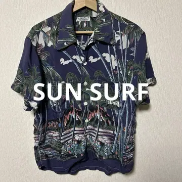 SUN SURF 알로하 셔츠 네이비