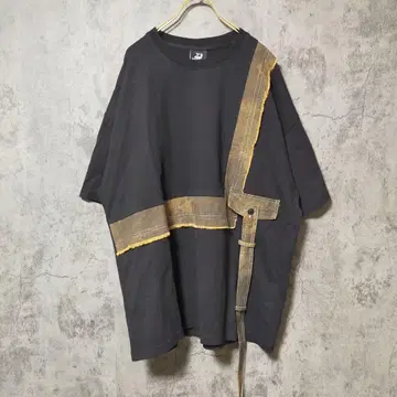 [ 새상품 ] (XL) XINYINSU 반팔 셔츠 패치워크 디자인 블랙