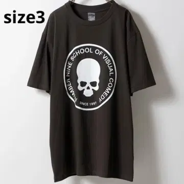 SCHOOL VISUAL 스컬 모티브 서클 로고 T셔츠 그레이