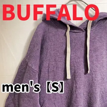 Y184 [ BUFFALO ] 심플 무지 프린트 후드티 [ S ] 퍼플