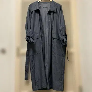 데님풍 롱 코트 네이비 2