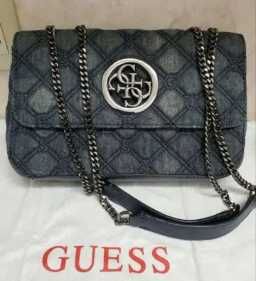 GUESS 데님 퀼팅 숄더백