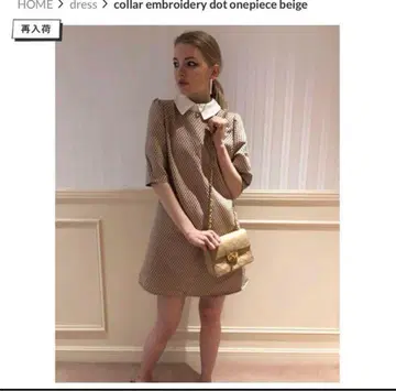 epine 도트 무늬 자수풍 베이지 원피스