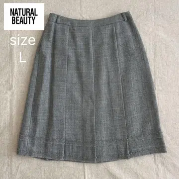 NATURALBEAUTY 와이드 플리츠 스커트 울 100% 일본제