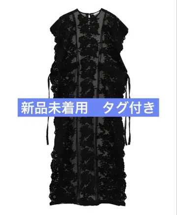 CLANE FLOWER SHEER LACE LONG TOPS 블랙