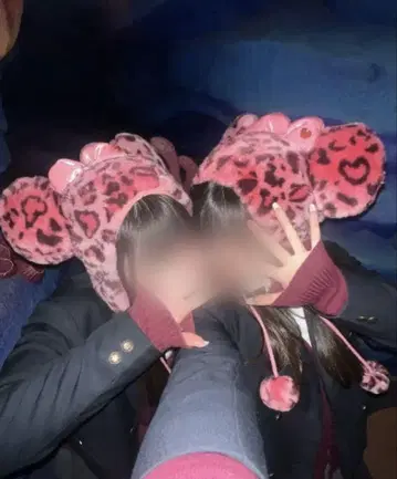 레오파드 무늬 팬캡 핑크 미니