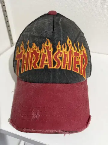 [ 데미지 가공 ] 레어 THRASHER 트레셔 파이어 로고 캡