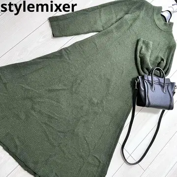 stylemixer 새상품급 롱 니트 원피스 플레어 스커트 그린