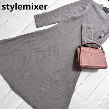 stylemixer 롱 니트 원피스 플레어 스커트 베이지