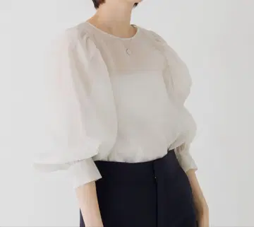 Rouge vif 시어 퍼프 슬리브 블라우스