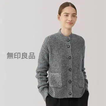 [ 무인양품 ] 야크 혼방 모크넥 가디건 택 포함 새상품 M 그레이 니트