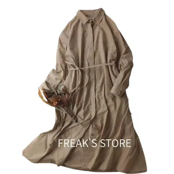 FREAK'S STORE 히요쿠 셔츠 원피스 롱 겉옷 베이지