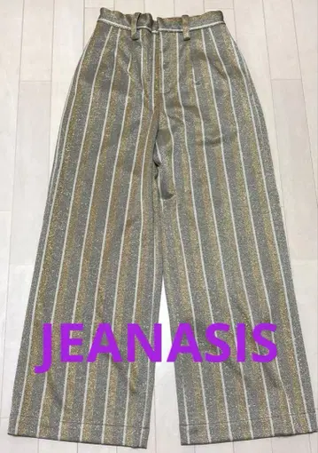 JEANASIS 라메 스트라이프 패턴 와이드 팬츠