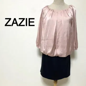 ZAZIE 핑크 컬러 광택 원단 절개 디자인 원피스