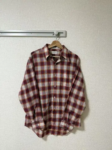 옴브레 체크 셔츠 카라 심지 배색 좋음 빈티지
