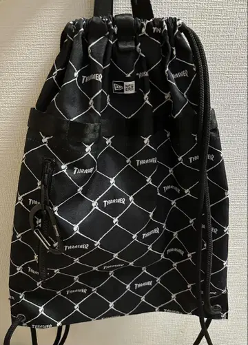 THRASHER 드로우 스트링 백 블랙