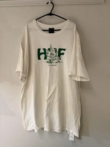 레어 HUF T셔츠 XL 화이트 마리화나 프린트 green buddy
