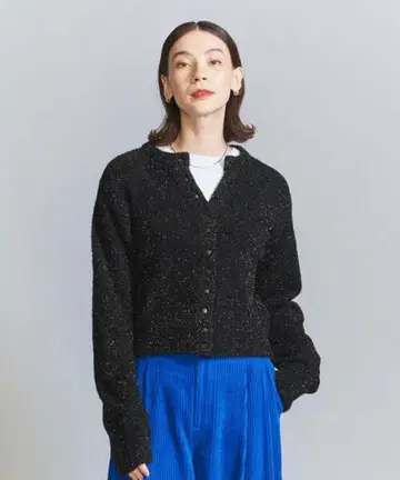 [ 새상품급 ] BEAUTY&YOUTH 라메 가디건 크루넥 블랙