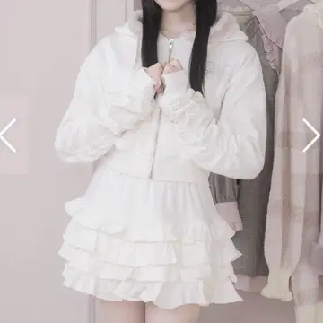 pium 후드 퍼 후드티 셋업