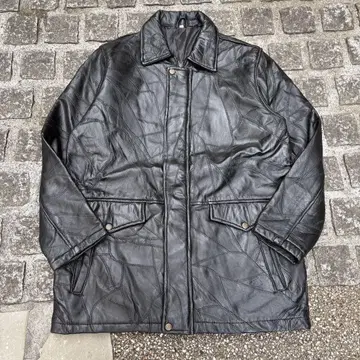 빈티지 양가죽 패치워크 가죽 자켓 M