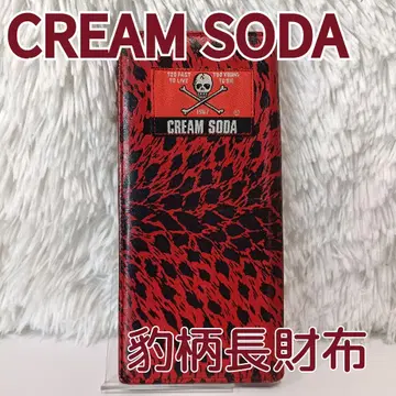 CREAM SODA 장지갑 크림 소다 레드 얇은 타입 표범 무늬