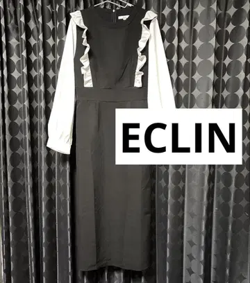 ECLIN 프릴 긴팔 롱 원피스 M