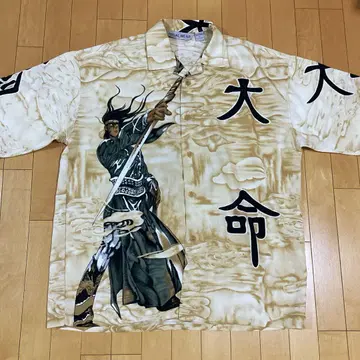 새상품급 REGAL WEAR 올 프린트 오픈 카라 반팔 폴리 셔츠 XL