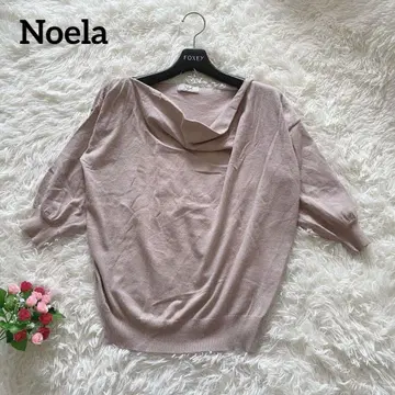 새상품급 Noela 노엘라 니트 풀오버 드레이프 넥 반팔 베이지