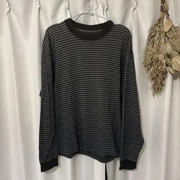 90s 핑 보더 롱 T 얇은 보더 L/S 티셔츠 USA L 상당