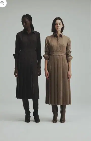 laubeblanc 비대칭 플리츠 드레스
