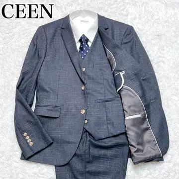 [ 3 피스 ] CEEN 남성용 수트 셋업 베스트 네이비 올 패턴