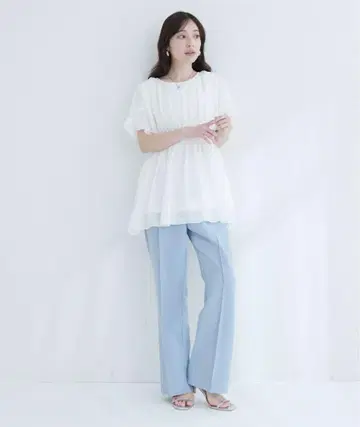 osono 꼬임 소매 페플럼 튜닉 M~L