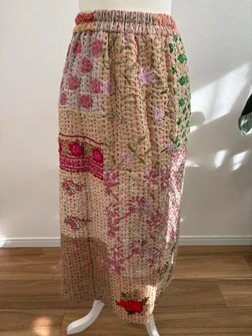 캄바디아 퀼트 핸드메이드 스커트 자수 프리 사이즈 freada