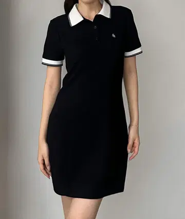 Louere 로고 자수 미니 폴로 원피스 XL