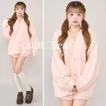 택 포함 새상품 다리치 헤어리 니트 셋업 핑크 프리