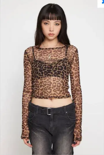LAGUA GEM 레오파드 메쉬 상의 LEOPARD SHEER