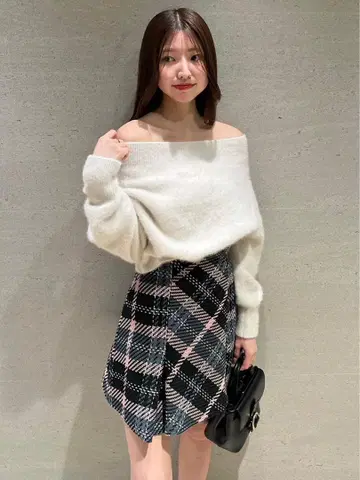 snidel 로빙 체크 미니 스커트