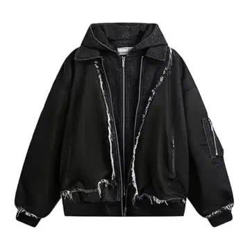 [ Pfnw ] Y2K 그런지계 프린지 빈티지 데님 자켓 후드티