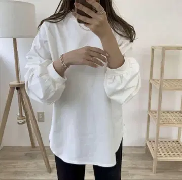 BLATE 고급 볼륨 슬리브 레이어드 롱 T
