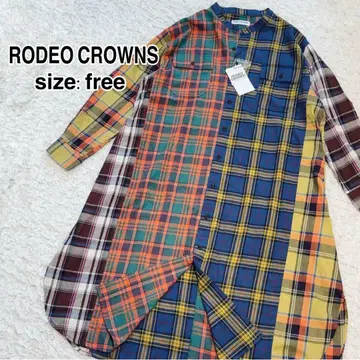 미사용 택 포함 RODEO CROWNS 멀티 컬러 체크 셔츠 원피스