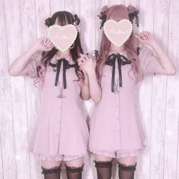 MARS 이모 사키마루 콜라보 레이스 절개 셋업 핑크