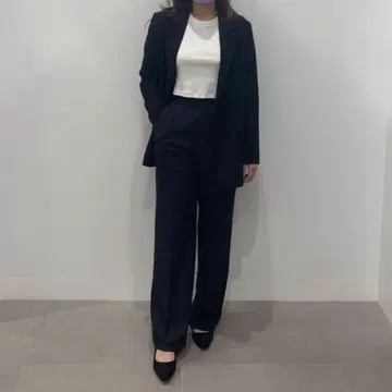 GU 셋업 테일러드 더블 브레스트 자켓 턱 세미 와이드 팬츠
