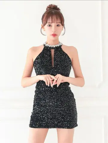 블랙 스팽글 타이트 드레스