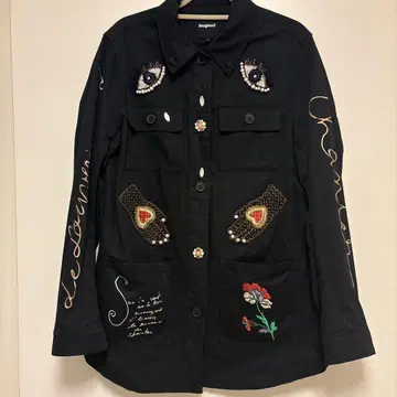 Desigual 블랙 자수 셔츠 L