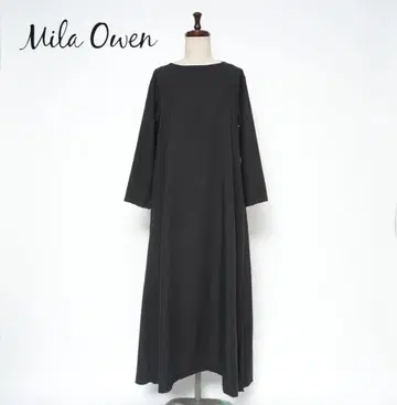 미라 오웬 사이드 슬릿 디자인 맥시 길이 원피스 블랙 0*ZC290