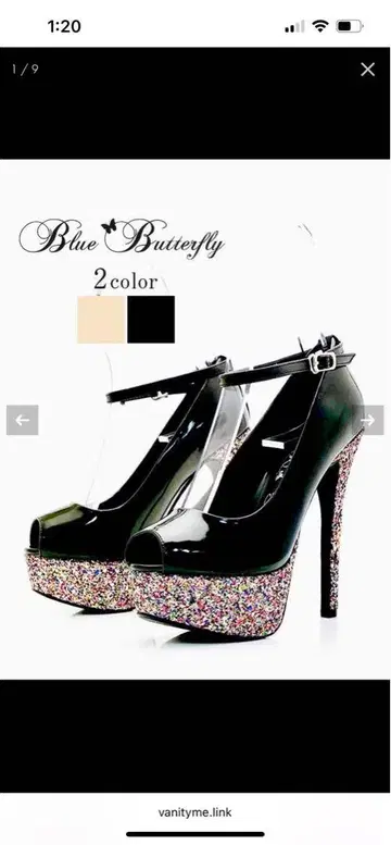 Blue Butterfly 블랙 하이힐