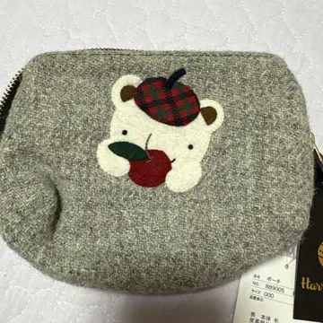 Harris Tweed 곰 자수 파우치 000