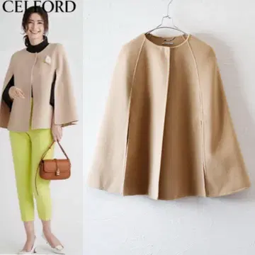 CELFORD 리버 케이프 자켓 울 판초 코트 셀포드